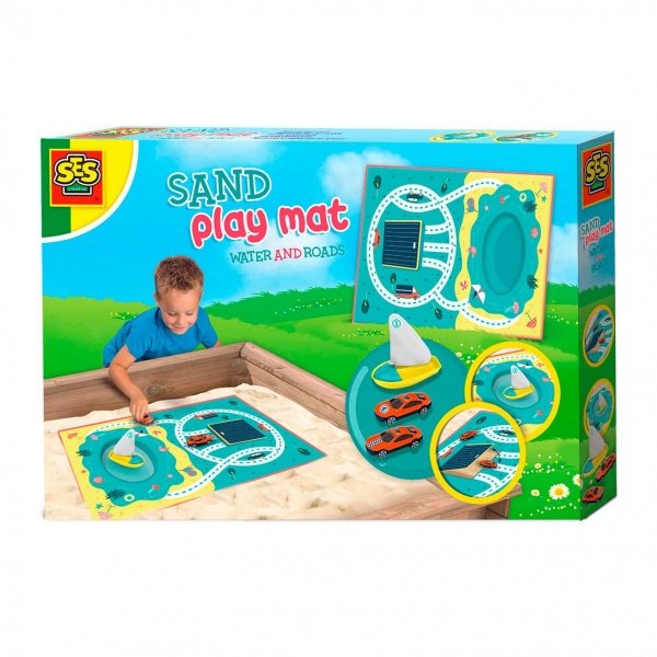 Mata do piaskownicy Drogi + Autka Żaglówka SES 02217