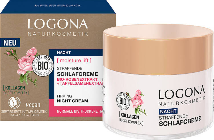 Logona [MOISTURE LIFT] Ujędrniający krem na noc z wyciągiem z bio-róży i bio-jabłek