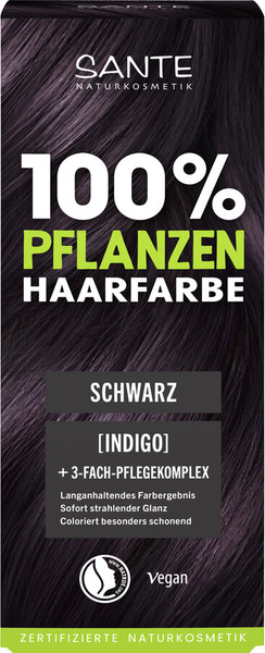 Sante Naturkosmetik Roślinna farba do włosów w proszku SCHWARZ / czarna