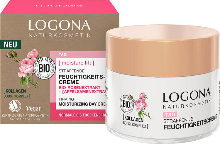 Logona [MOISTURE LIFT] Ujędrniający krem nawilżający na dzień z wyciągiem z bio-róży i bio-jabłek