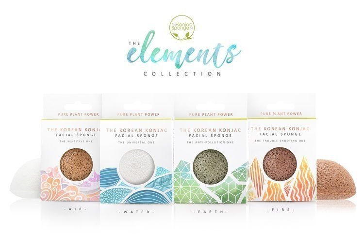 Gąbka Konjac Premium The Elements - Ogień z wulkaniczną Skorią dla cery problematycznej, tłustej i zanieczyszczonej