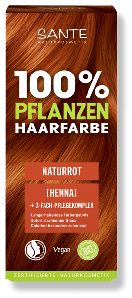 Sante Naturkosmetik.Roślinna farba do włosów w proszku naturalna czerwień