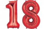 Balon foliowy czerwona Cyfra 18  85 cm