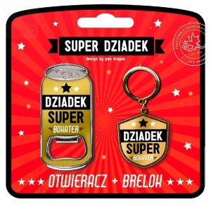 Zestaw otwieracz + brelok Dziadek Super Bohater