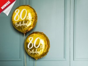 Balon foliowy okrągły złoty 80-te urodziny 45cm