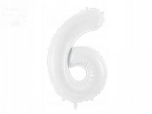 Balon foliowy cyfra 6 biała 86 cm