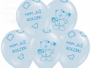 Balony błękitne Miś - mam już roczek 1szt