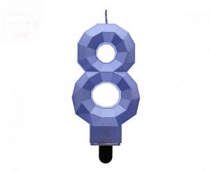 Świeczka cyferka 8 - diament ciemnoniebieski 7,6cm