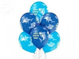 Balony 12 cali  urodzinowe REKIN - błękitne
