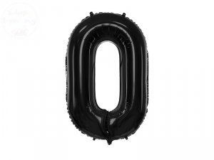 Balon foliowy cyfra 0 czarna - 86 cm