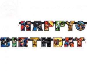 Baner Liga Sprawiedliwych Happy Birthday