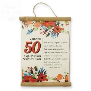 Dyplom bambus z okazji 50 urodzin