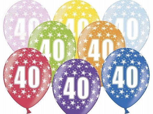 Balony na 40-te urodziny 14 cali mix kolor 1szt