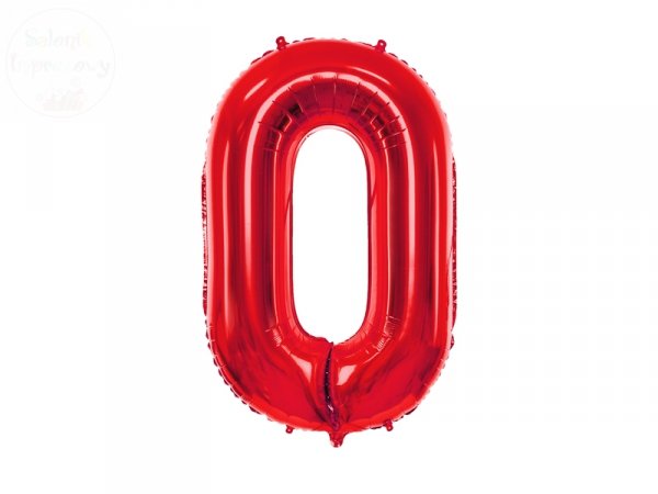 Balon Foliowy czerwona cyfra 0 - 86cm
