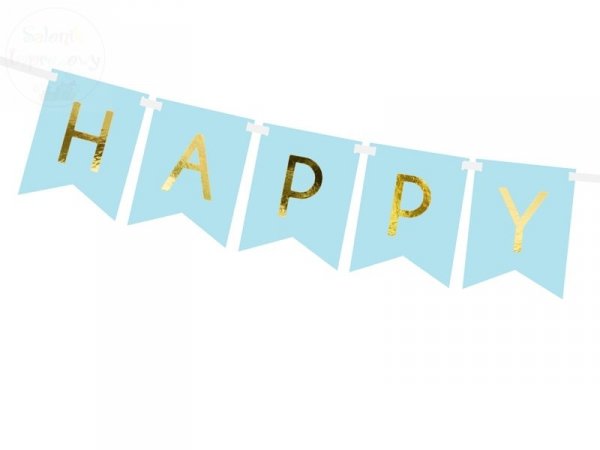 Baner Happy Birthday jasny niebieski 15 x 175 cm