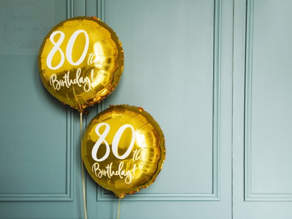 Balon foliowy okrągły złoty 80-te urodziny 45cm
