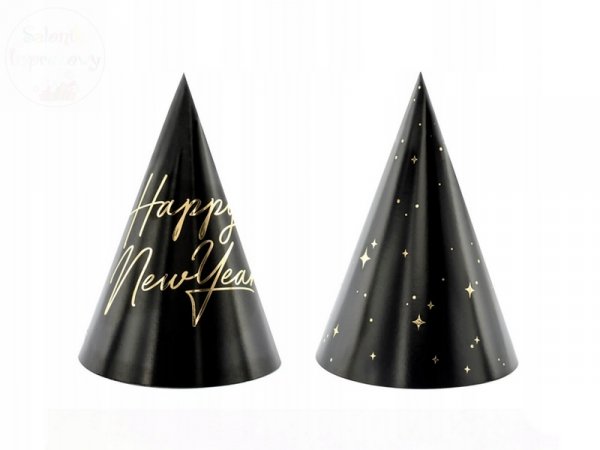 Czapeczki czarne Happy New Year 6 szt