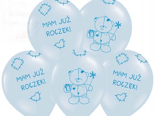 Balony błękitne &quot;Miś - mam już roczek&quot; 1szt