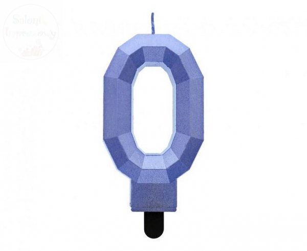 Świeczka cyferka 0 - diament ciemnoniebieski 7,6cm