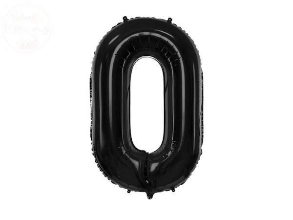 Balon foliowy cyfra 0 czarna - 86 cm