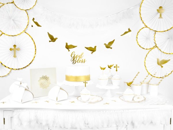 Rozety dekoracyjne białe ze złotą lamówką 3 szt