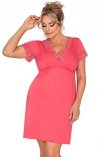 Koralowa koszula nocna z koronką z krótkim rękawem Donna Mariza Plus 3XL-6XL
