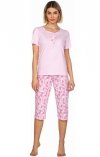Różowa piżama damska z rybaczkami 661