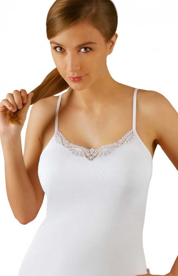 Koszulka damska na cienkich ramiączkach Emili Tania biała 2XL