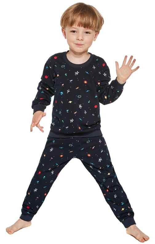 Granatowa piżama chłopięca we wzorze kosmosu Cornette Cosmos