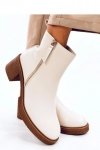 Botki licowe na obcasie GUIRE BEIGE - Inello