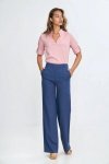Spodnie bootcut z rayonu z krytym guzikiem SD111 Cobalt - Nife