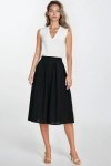 Spódnica midi z rayonu z zakładkami SP82 Black - Nife