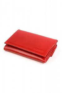 Mały skórzany portfel damski PPD4 Red - Verosoft