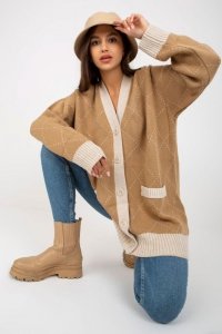Sweter Kardigan Model LC-SW-0258.03P Camel - Rue Paris