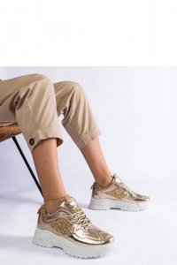 Złote sneakersy damskie z brokatowymi wstawkami Caraballo - Solea