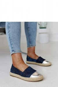 Granatowo-srebrne błyszczące espadryle Surana - Solea
