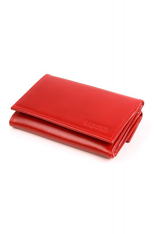 Mały skórzany portfel damski PPD4 Red - Verosoft