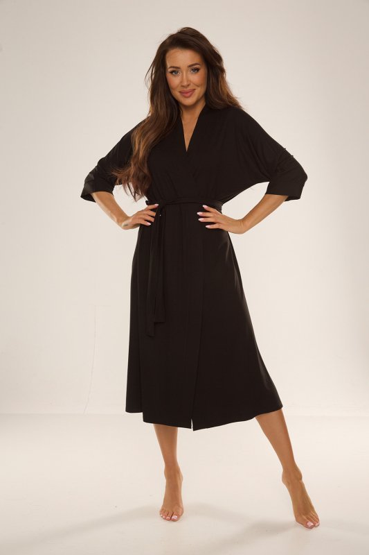 Szlafrok Damski Model Visa 942 Black - De Lafense