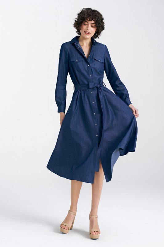 Sukienka jeansowa zapinana na napy S240 Denim  - Nife