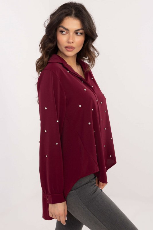 Koszula Damska Model DHJ-KS-18397.47P Bordo - Italy Moda
