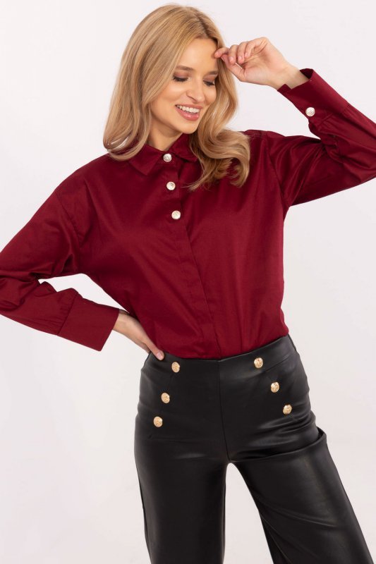 Koszula Damska Model MI-KS-C238.04 Bordo - Italy Moda