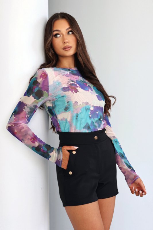 Bluzka Model Blake 196214571 Watercolor/Flowers/Purple - LaBalancia