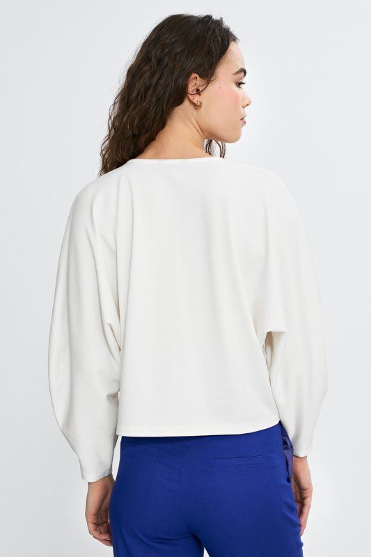 Bluzka oversize z balonowymi rękawami B192 Ecru - Nife