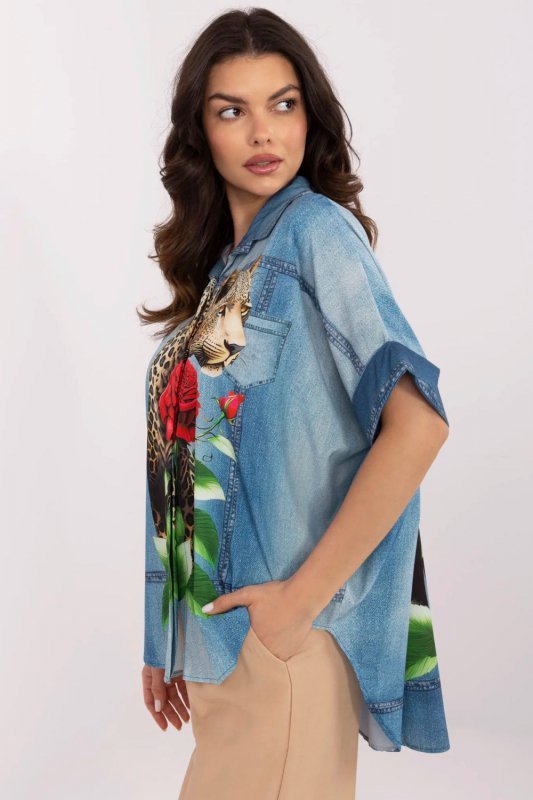 Koszula Damska Model DHJ-KS-19007-7.85 Blue - Italy Moda