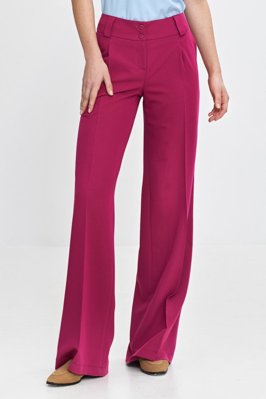 Spodnie wide leg z kantem SD112 Fuksja - Nife