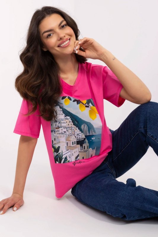 Tshirt Damski Model MI-TS-M3221-1.20P Dark Pink - Italy Moda