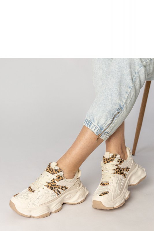 Buty Sportowe Model Sandra 88218 Beige/Panterka - PRIMO