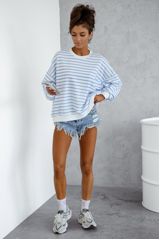 Bluza Damska Model Strel 295668859 Blue Paski - LaBalancia
