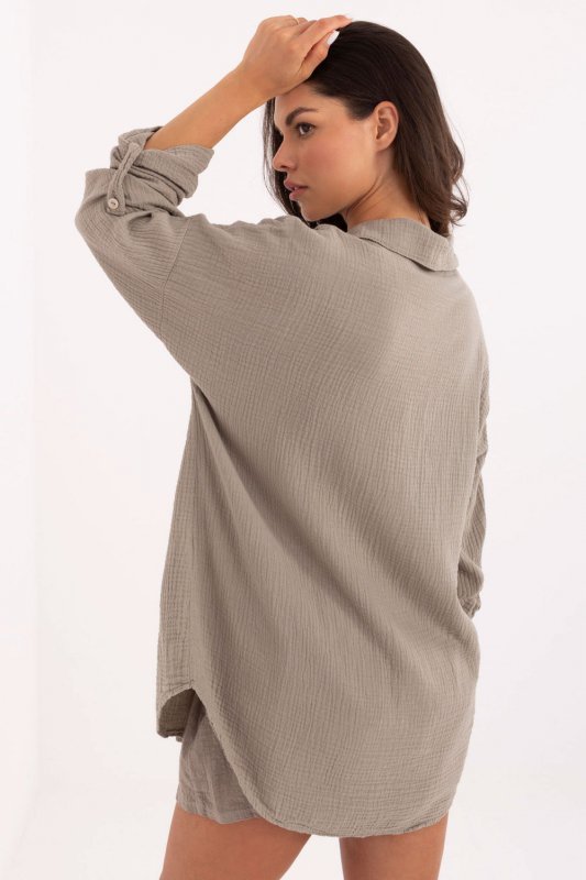 Koszula Damska Model MO-KS-9368.98 Dark Beige - Italy Moda