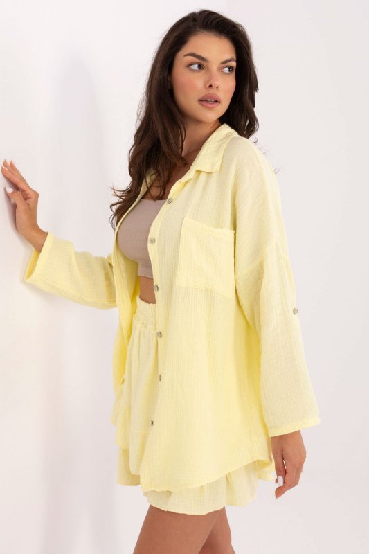 Koszula Damska Model MO-KS-9368.98 Light Yellow - Italy Moda